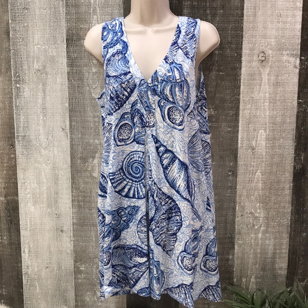 Lilly Pulitzer Blue and White Shells Shift Dress